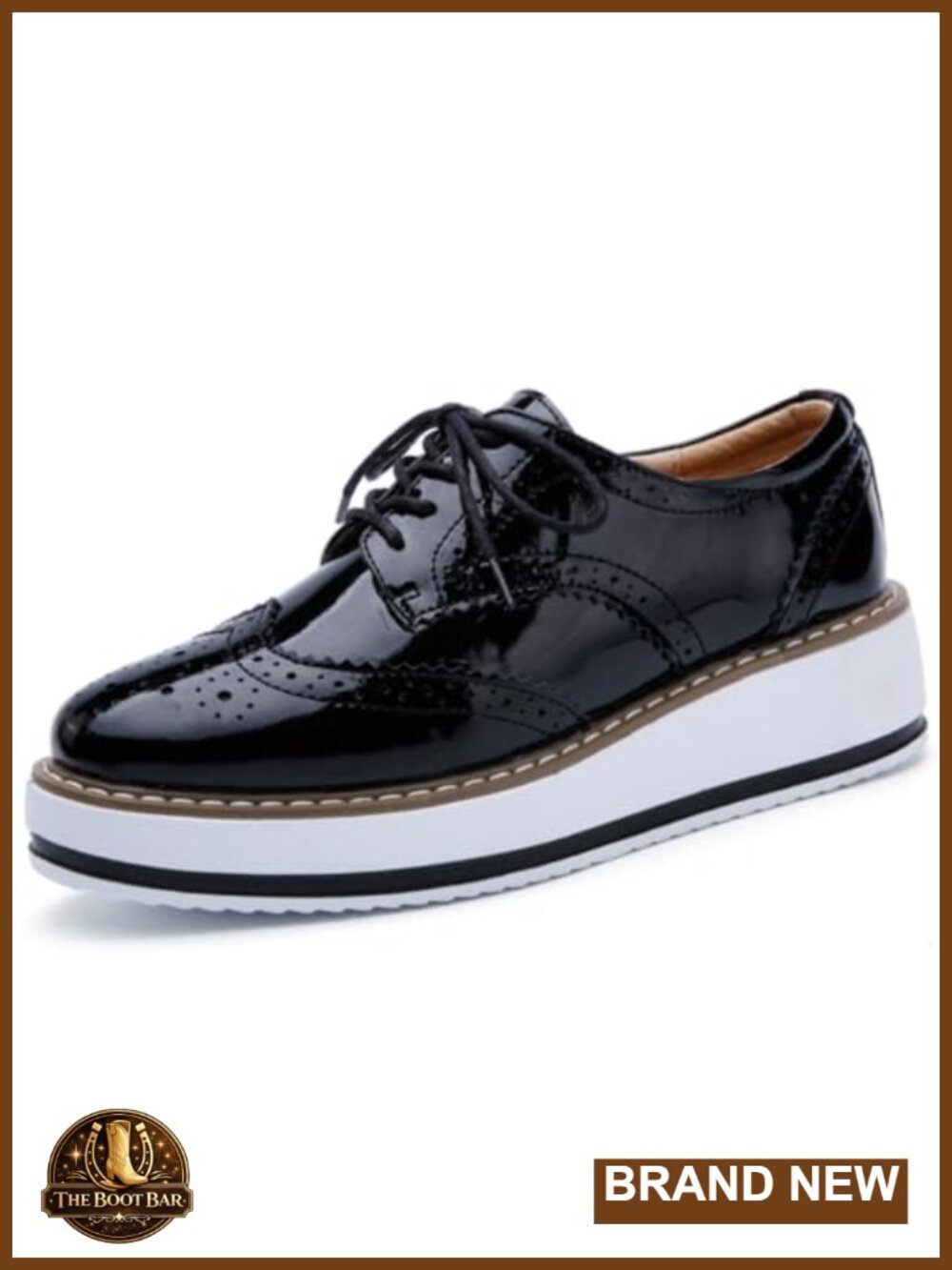 Womens Platform Lace-Up Wingtip Square Toe Oxfords Shoes